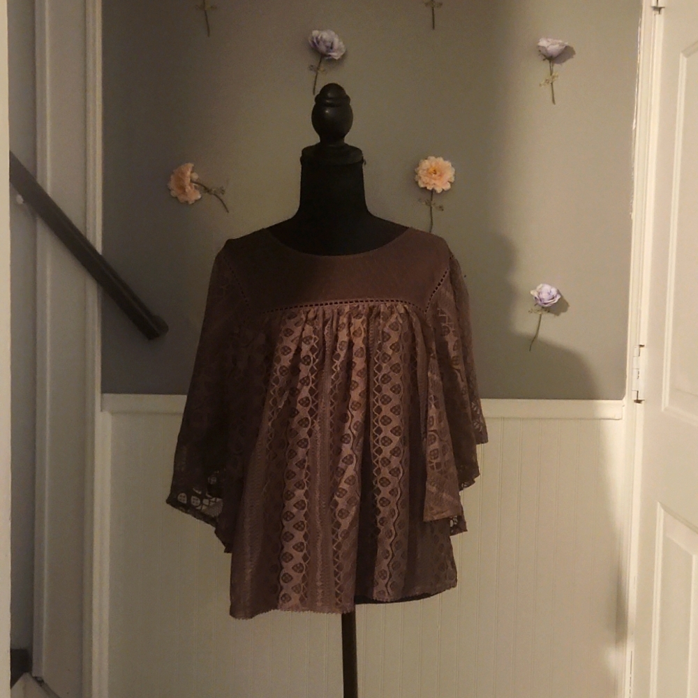 Large Maurice's Dusty Purple Mesh Top